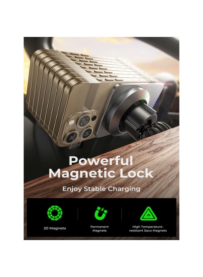 ليسن شاحن سيارة مغناطيسي Magsafe بقوة 15 واط، متوافق مع iPhone 16، يُثبّت على فتحة التهوية، متوافق مع سلسلة iPhone 16/Pro/Plus/Pro Max/iPhone 15/14/13/12 - Image 5